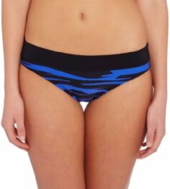 Seafolly - Fastlane - Blue Ray - bikini broekje - zwart/blauw gestreept - maat 38 / M