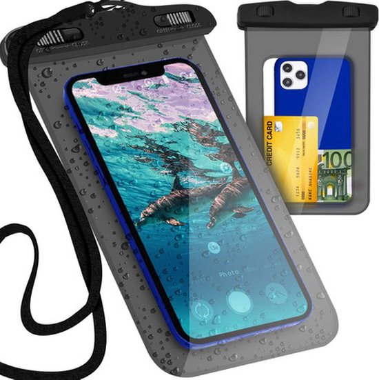 Foto: Waterdicht hoesjes voor smartphones tot maximaal 5 5 inch i waterproof hard case i zwart i 10 meter onderwater