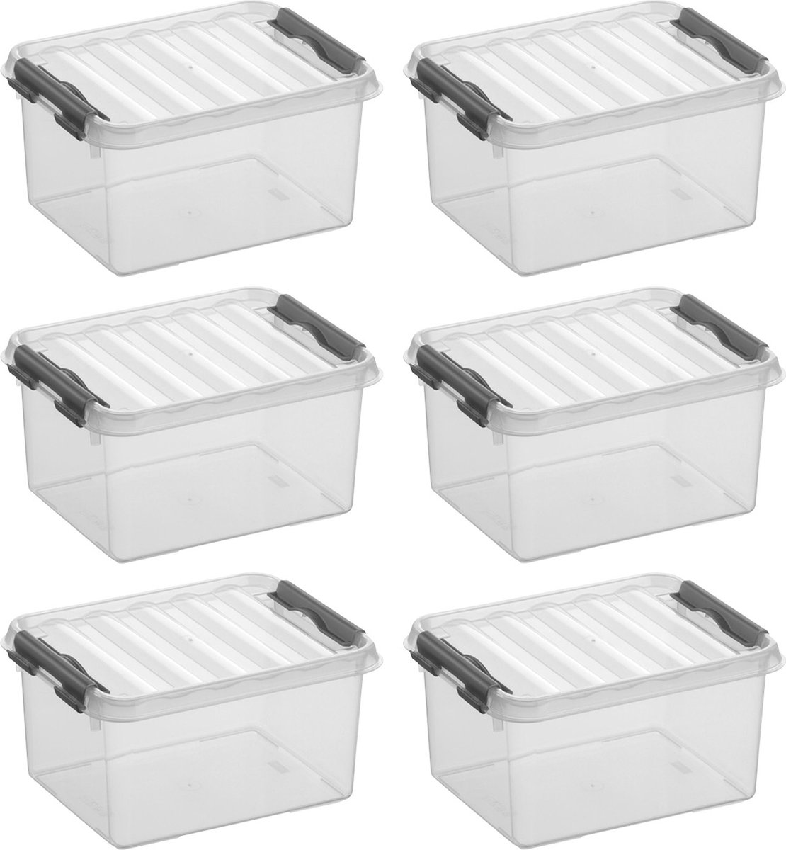 Sunware - Q-line opbergbox 2L - Set van 6 - Transparant/grijs