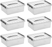 Sunware - Boîte de rangement Q-line 12L - Set de 6 - Transparent/gris