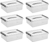 Sunware - Q-line opbergbox 10L - Set van 6 - Transparant/grijs