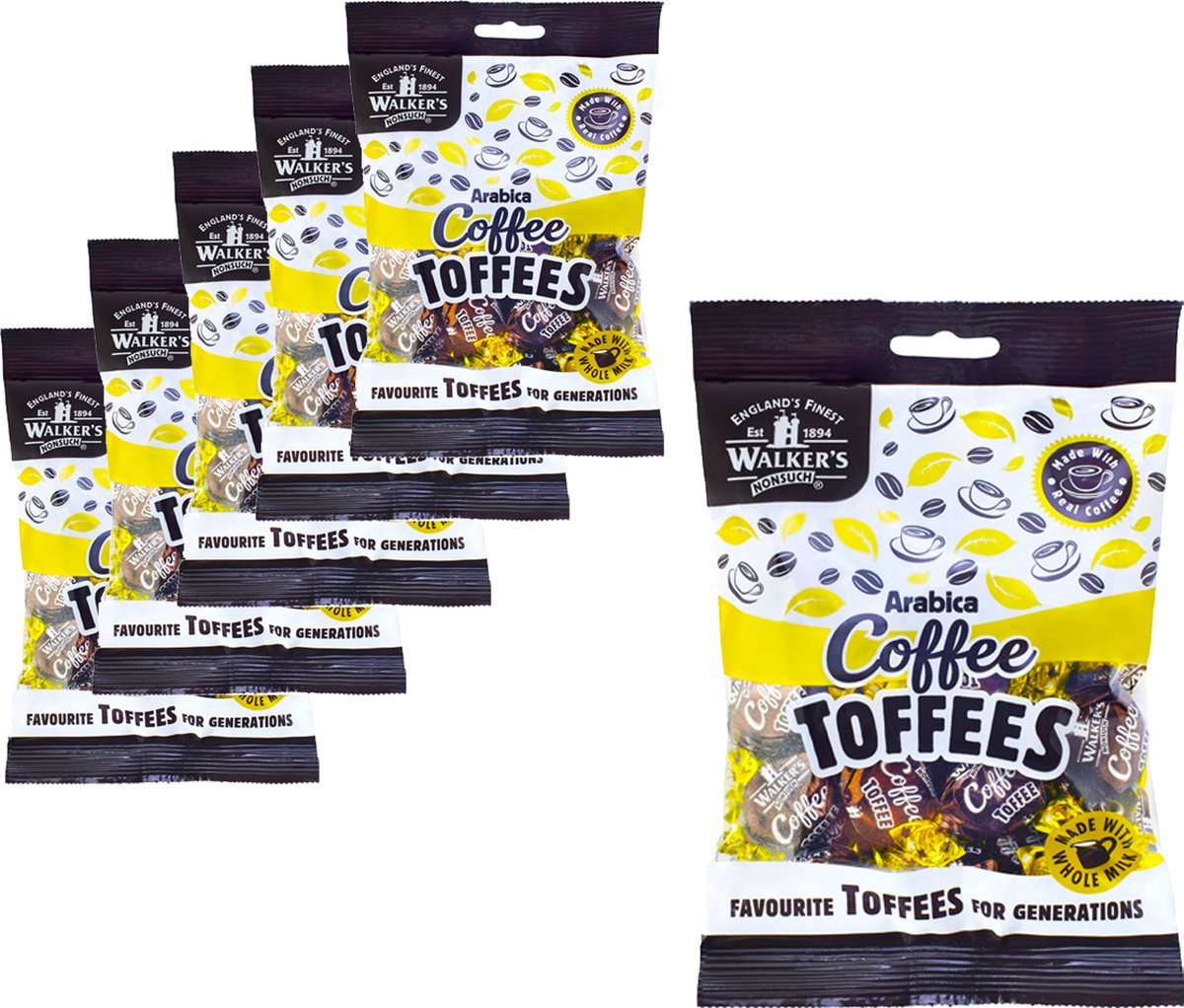6 Zakken Walkers Coffee Toffees á 150 gram Voordeelverpakking