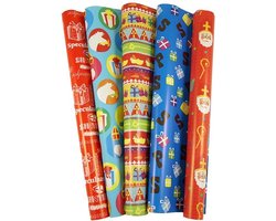 Product afbeelding van Sinterklaas inpakpapier - 5 stuks 300 x 70 cm
