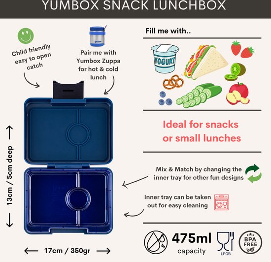 Yumbox Snack - lekvrije Bento box lunchbox - 3 vakken - Monte