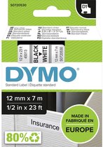 DYMO originele D1 labels | Zwarte Tekst op Wit Label | 12 mm x 7 m | Zelfklevende etiketten voor de LabelManager labelprinter | gemaakt in Europa