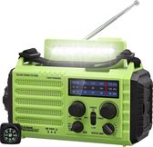 Draagbare noodradio op zonne-energie - Werkt altijd - AM / FM-handslingerradio - Met LED-zaklamp - USB-poort en SOS-alarm - Voor wandelen, kamperen, algemeen gebruik en noodgevallen buitenshuis