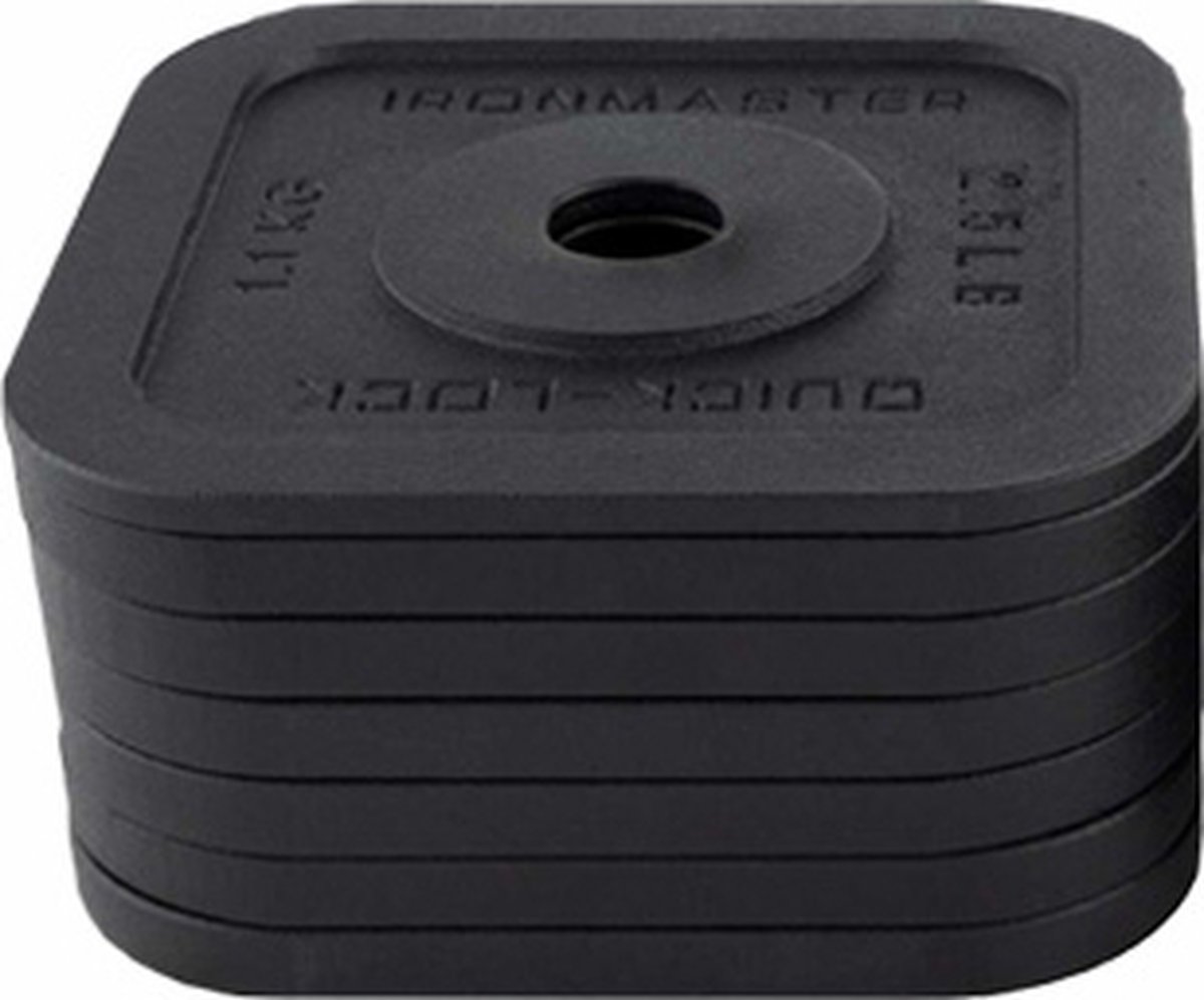 Ironmaster Quick-Lock Weight Plates Box of 6 x 22kg and 1 x 11kg. Need 2 boxes for one 34kg dumbell or kettlebell.