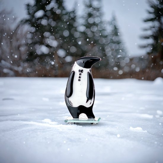 Uticon Pinguïn beeldje, 2 stuks mini pinguïn vader zoon model ornament fee tuin micro landschap doe-het-zelf decor - wit zwart