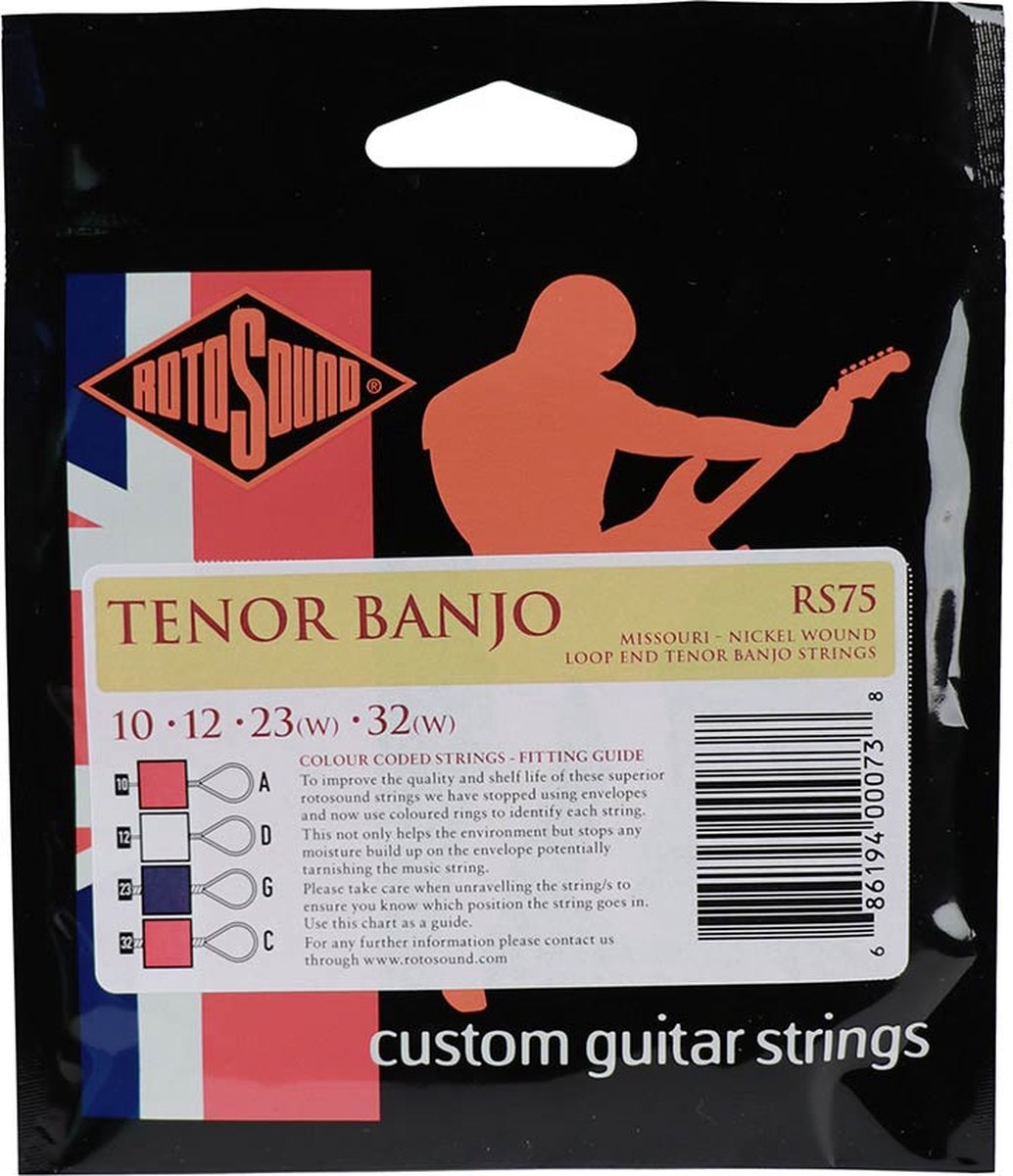 Rotosound RS75 snaren set tenor banjo nickel wound, loop end