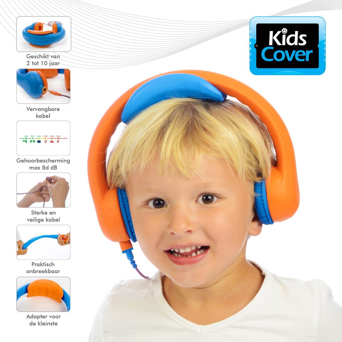 KidsCover Safe 'n Sound Kinder koptelefoon Oranje - Hoofdtelefoon met Volumebegrenzing - Bekend van school - Voor peuter & kind