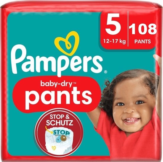 Pampers - Bébé Dry Pants - Taille 5 - Megapack - 108 couches culottes -  12/17 KG