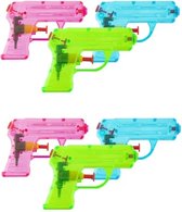 Grafix Waterpistooltje/waterpistool - 6x - klein model - 11 cm - blauw/roze/groen