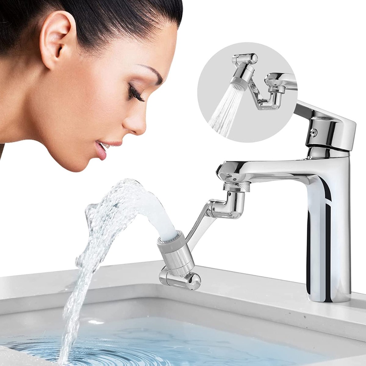 Fixation de robinet rotative à 1080 degrés, extension de robinet