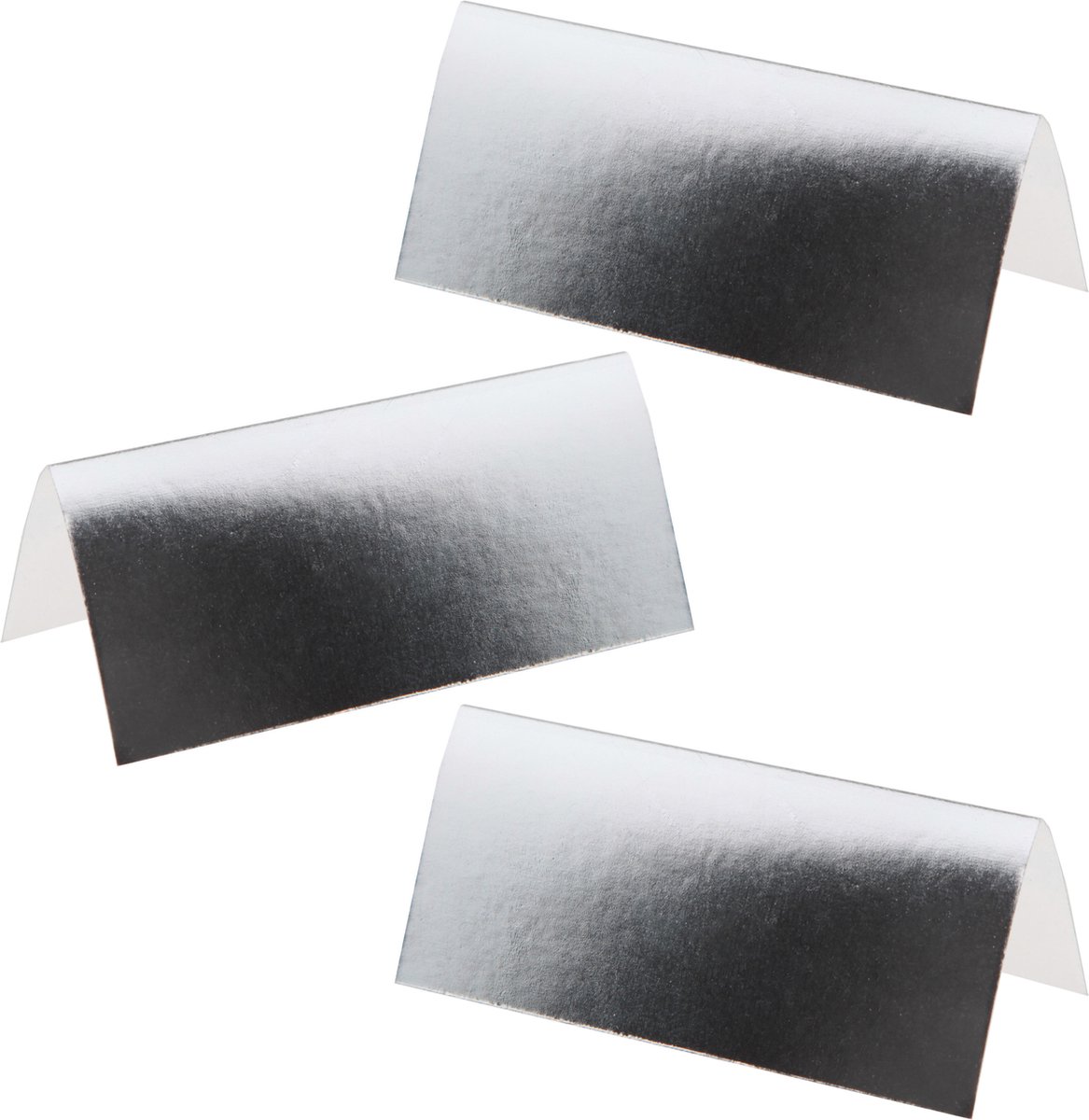 Santex naamkaartjes/plaatskaartjes metallic - Bruiloft - zilver - 50x stuks - 7 x 3 cm