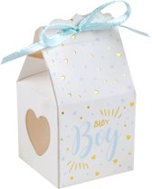 Santex cadeaudoosjes baby boy - Babyshower bedankje - 6x stuks - wit/blauw - 4 cm - zoon