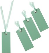 Santex cadeaulabels met lintje - set 48x stuks - mint groen - 3 x 7 cm - naam tags