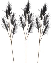 House of Seasons plume herbe tige/branche lâche - 3x - tiges multiples - noir - 98 cm - Décoration fleurs artificielles