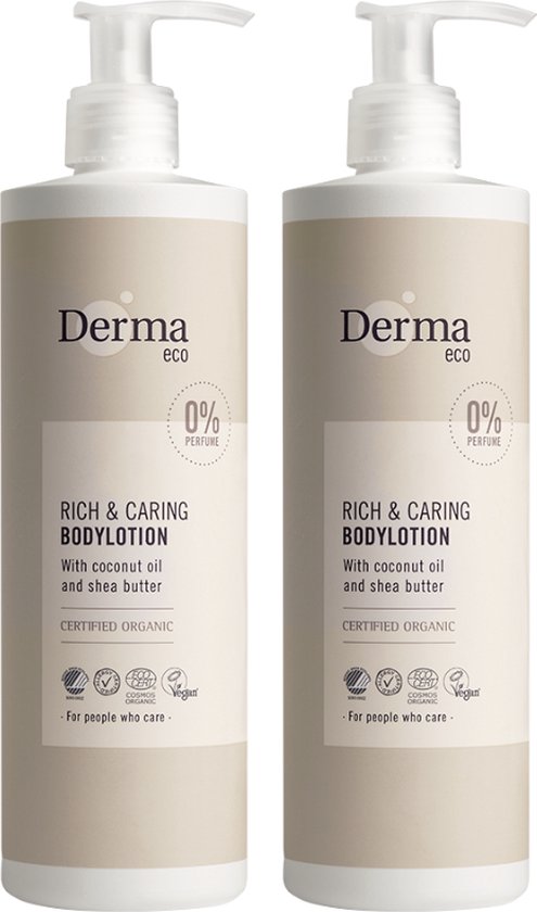 Derma Eco Bodylotion - 2 x 400 ml - Parfumvrij - Met Sheaboter en Vitamine E - AllergyCertified