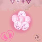 Ballonnen - geboorte meisje - versiering - Babyshower- it's a girl - feest - dochter - set van 6