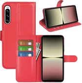 Sony Xperia 10 V Hoesje - MobyDefend Kunstleren Wallet Book Case (Sluiting Voorkant) - Rood - GSM Hoesje - Telefoonhoesje Geschikt Voor Sony Xperia 10 V
