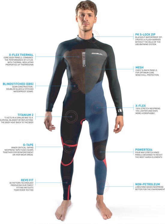 2023 Gul Heren Response 4/3mm Gbs Rug Ritssluiting Wetsuit