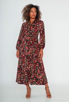 Lilie Rose MIDI SHIRT Fall Winter 2023/2024 DRESS WVN-Red Flowers- Dames Jurk - Maat M/L