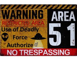 Metalen wandbord Area 51 - 20 x 30 cm