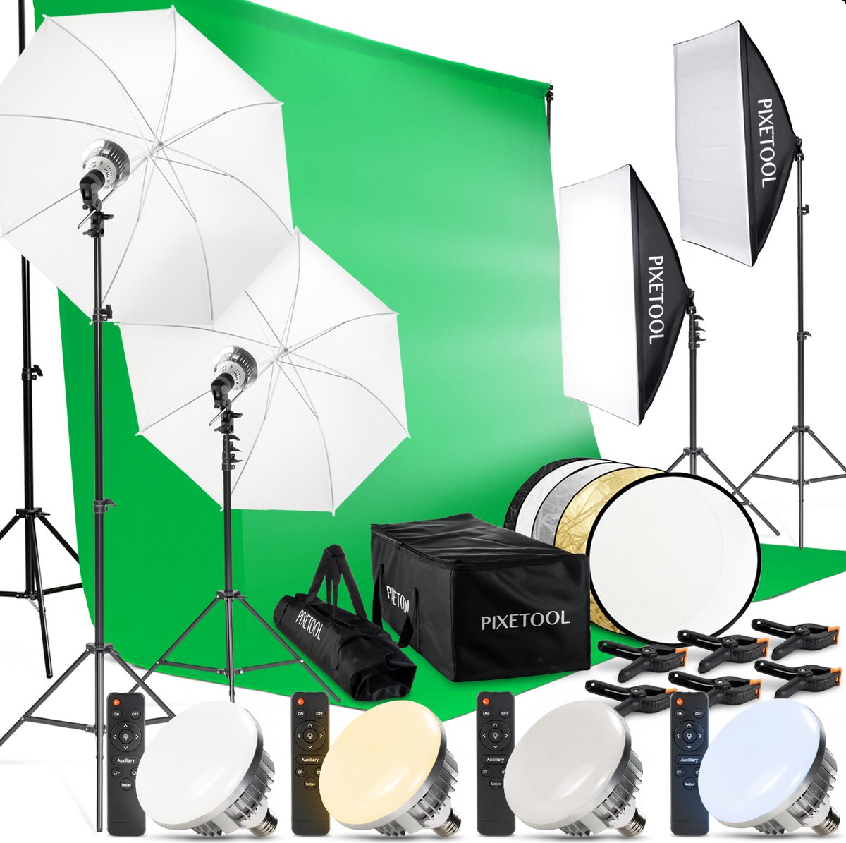 PIXETOOL Fotostudio Set Green Screen Softbox Steun Statief Foto