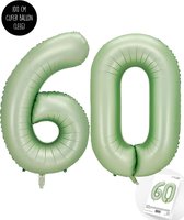 Cijfer Helium Folie Ballon XXL - 60 jaar cijfer - Olive - Groen - Satijn - Nude - 100 cm - leeftijd 60 jaar feestartikelen verjaardag