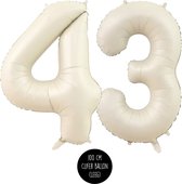 Ballon aluminium numéro hélium XL - numéro 43 ans -Beige - Caramel - Satin - Nude - 100 cm - 43 ans fournitures fête anniversaire