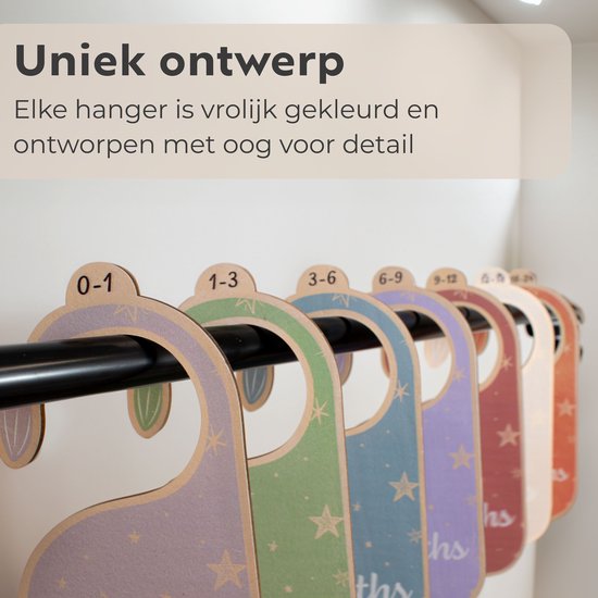 Faas Maathangers Baby - 7 Stuks - Kastverdelers voor Babykleding - Kraamcadeau - Jongen / Meisje - 0-24 maanden — afbeelding 3