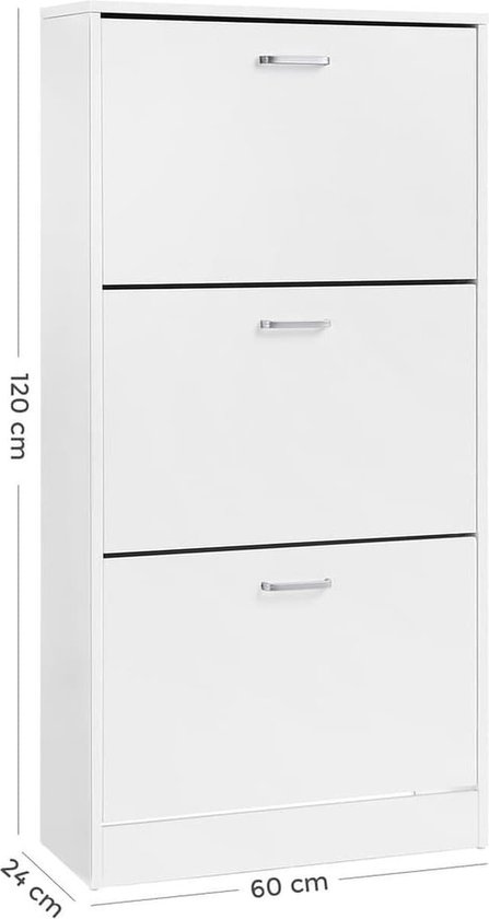 BMG Möbel Schoenenrek »Siena« (schoenenkast schoenenrek kast garderobe, 3 kleppen), metalen handgrepen, 18 paar schoenen (wit/artisan eiken