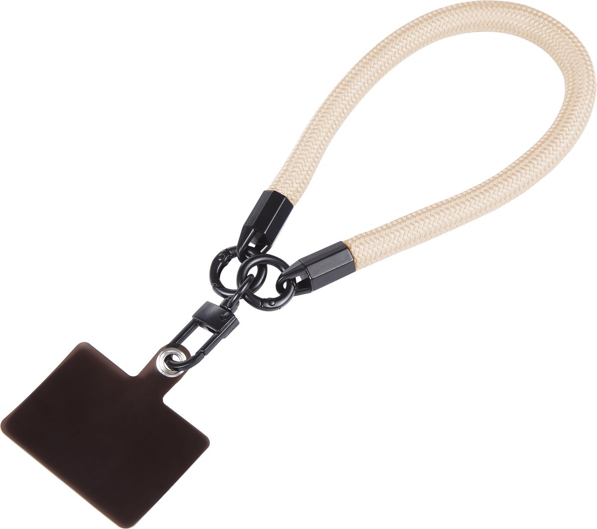 Universeel en afneembaar telefoon wristlet / Armband inclusief bevestigingsbatch Beige