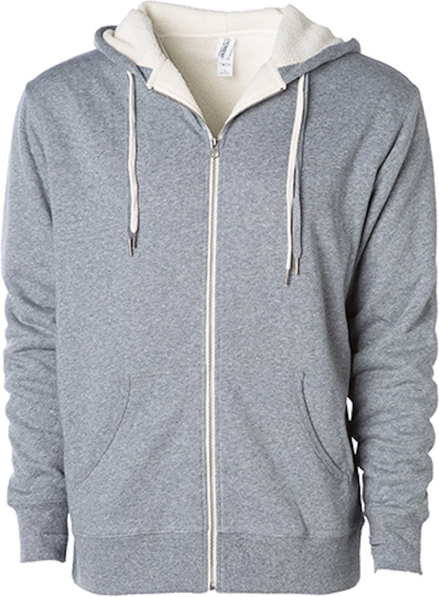 Independent Unisex Sherpa Lined Zip Hooded Jacket Salt-n-pepper