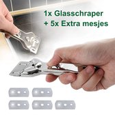 Glasschraper Inductie kookplaat reiniger - 5 extra mesjes - Glaskrabber - Inductie beschermer - Keramische kookplaat en Halogeen Kookplaat schraper