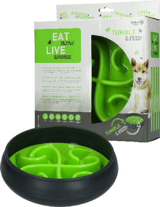 Eat Slow Live Longer Tumble Feeder Voerbak Antischrok bak voor