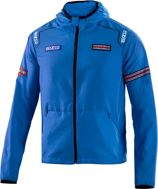 Sparco Martini Racing Windstopper - Waterafstotend en Winddicht Jack voor Heren met Martini Racing design - XL - Lichtblauw