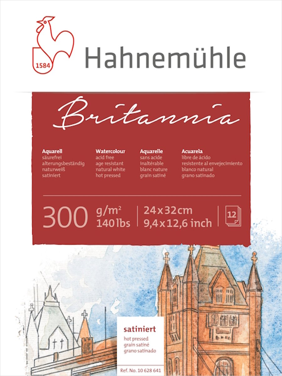 Hahnemuhle Aquarelblok Britannia 300 gram Hot Pressed 24 x 32 cm