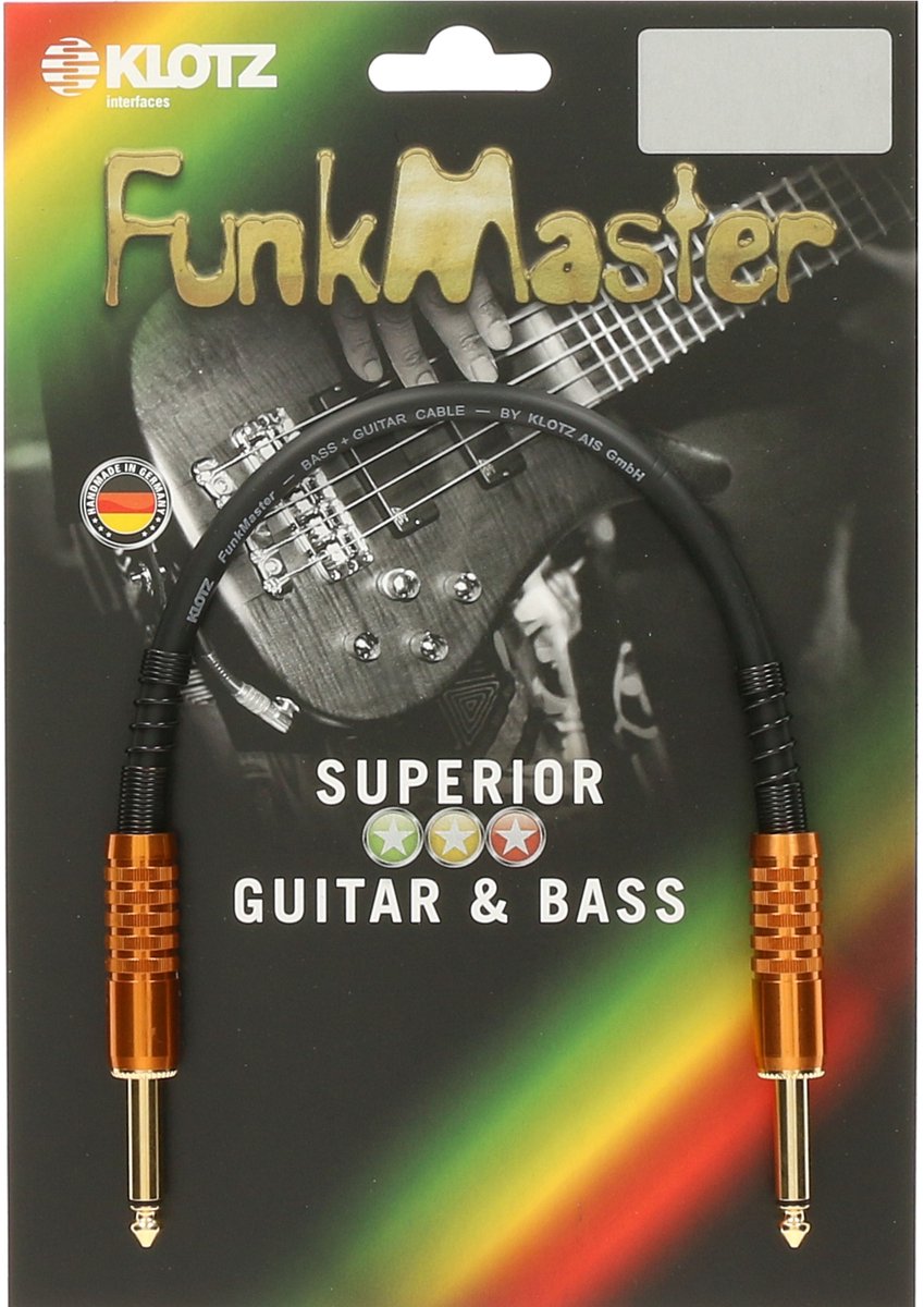 Klotz pedaal Patcher 0,3m recht Stevens FunkMaster TM-PP0030 - Mono Patchkabel