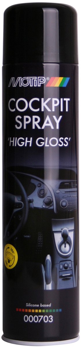 MoTip Car Care Black Cockpitspray High Gloss / Hoogglans 600ml spuitbus