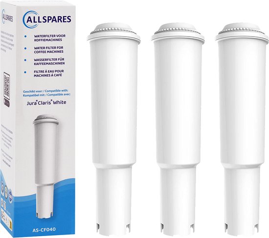 AllSpares Waterfilter (3x) voor koffievolautomaten geschikt voor onder andere Jura White 60209