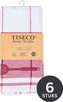 Tiseco Home Studio - Keukenhanddoek PHARAO UTENSILS - SET/6 - 100% katoen - met ophanglus - ultra-absorberend - sneldrogend- duurzaam materiaal - 50x70 cm - Rood