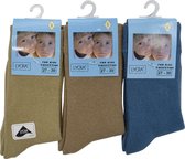 Meisjes sokken - katoen 6 paar - plain - maat 27/30 - assortiment beige/blauw - naadloos