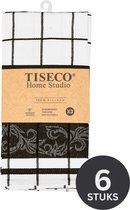 Tiseco Home Studio - Keukenhanddoek PHARAO ARABESQUE - SET/6 - 100% katoen - met ophanglus - ultra-absorberend - sneldrogend- duurzaam materiaal - 50x70 cm - Zwart