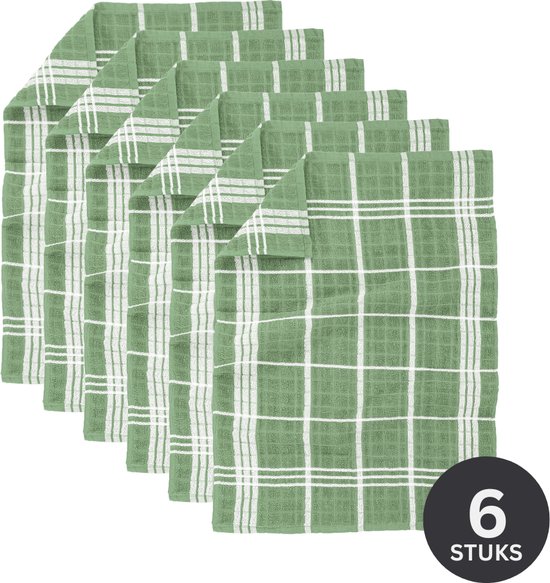 Tiseco Home Studio - Keukenhanddoek OMAN - SET/6 - 100% katoen - badstof - ultra-absorberend - sneldrogend - duurzaam materiaal - 50x70 cm - Greensmoke