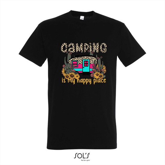 T-shirt Camping is my happy place - T-shirt korte mouw - jaar