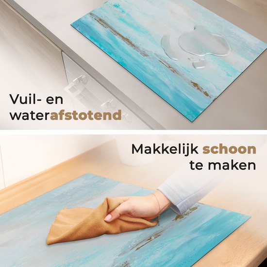 KitchenYeah® Inductie beschermer 80.2x52.2 cm - Verf - Schilderij - Abstract - Blauw - Kookplaataccessoires - Afdekplaat voor kookplaat - Inductiebeschermer - Inductiemat - Inductieplaat mat