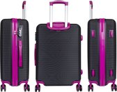 Reiskoffer - Koffer met TSA slot - Reiskoffer op wielen - Stevig ABS - 66 Liter - Santorini - Zwart / Roze - Travelsuitcase - M