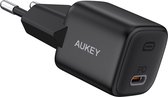 Aukey PA-B1 - USB C 3.0 QC 2.0 20W Snellader Zwart - Geschikt voor Apple Iphone - Samsung