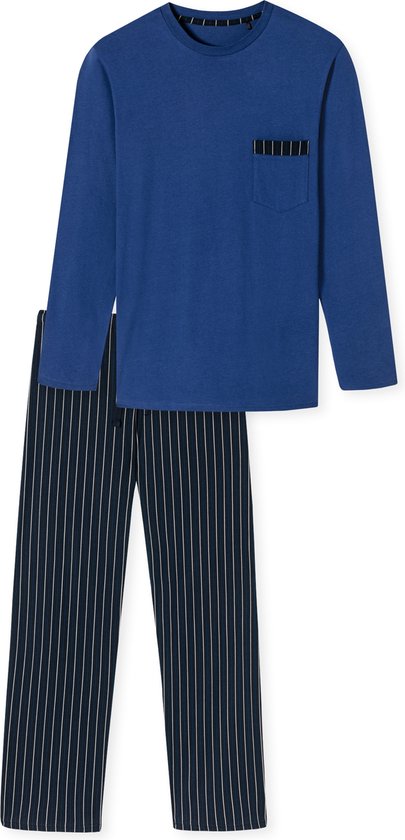 Schiesser Herenpyjama lang zacht flanel modern nachtjapon pyjamaset, Donkergrijs-gem._181920, 56